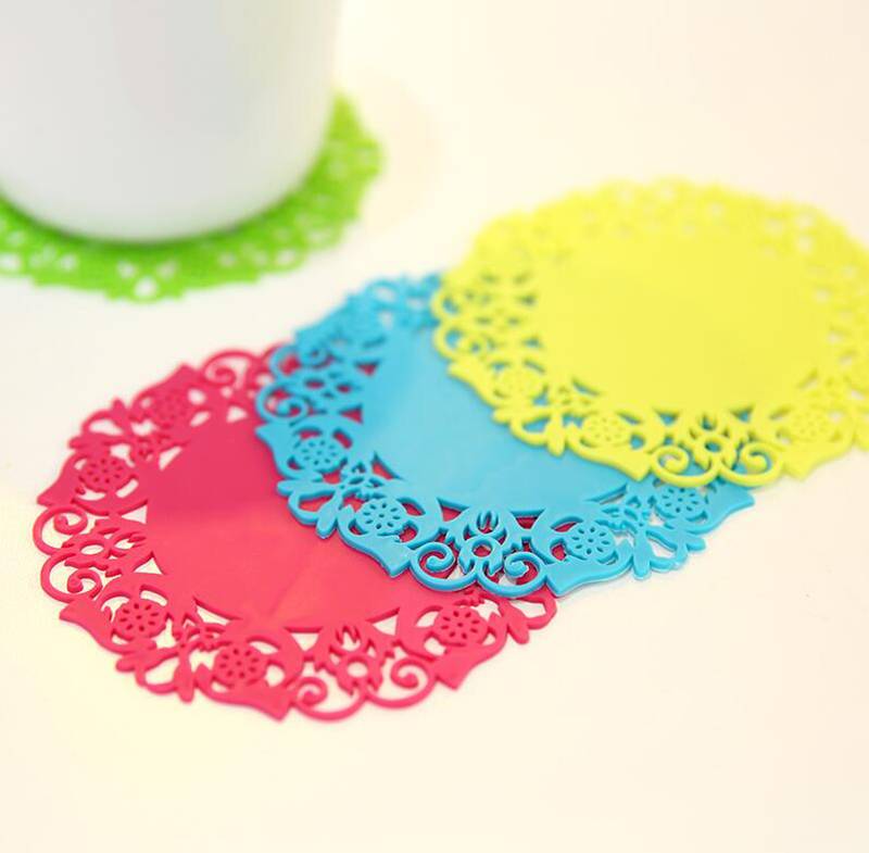 Lace Silicone Kitchen Coasters Sets cb5feb1b7314637725a2e7: Blue|Coffee|Green|Pink|Rose|Yellow