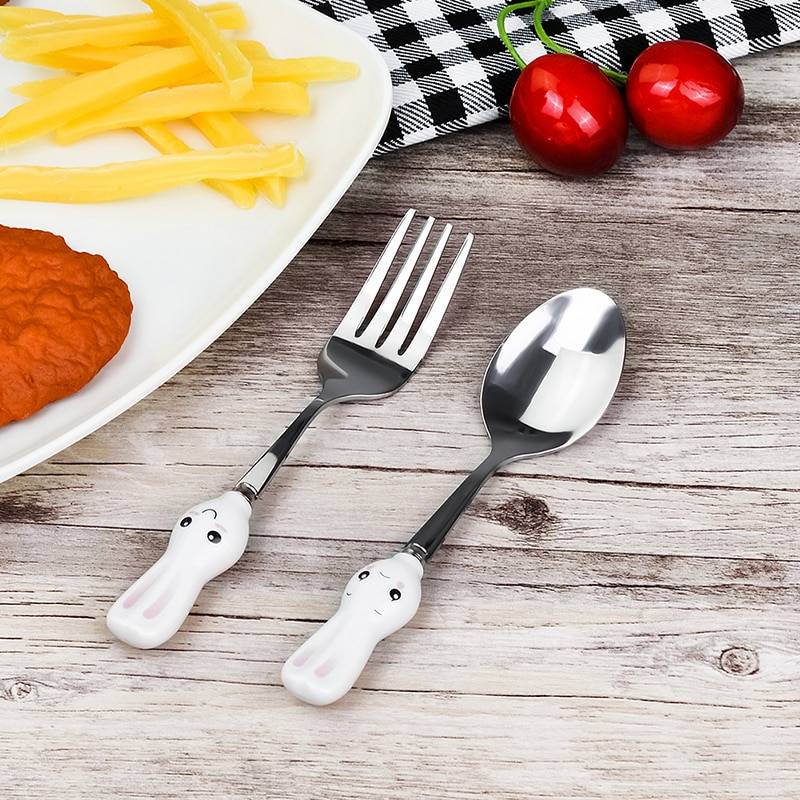 Carrot and Rabbit Shaped Stainless Steel Cutlery Set for Kids ae284f900f9d6e21ba6914: 2 Pcs/Carrot Set|2 Pcs/Rabbit Set