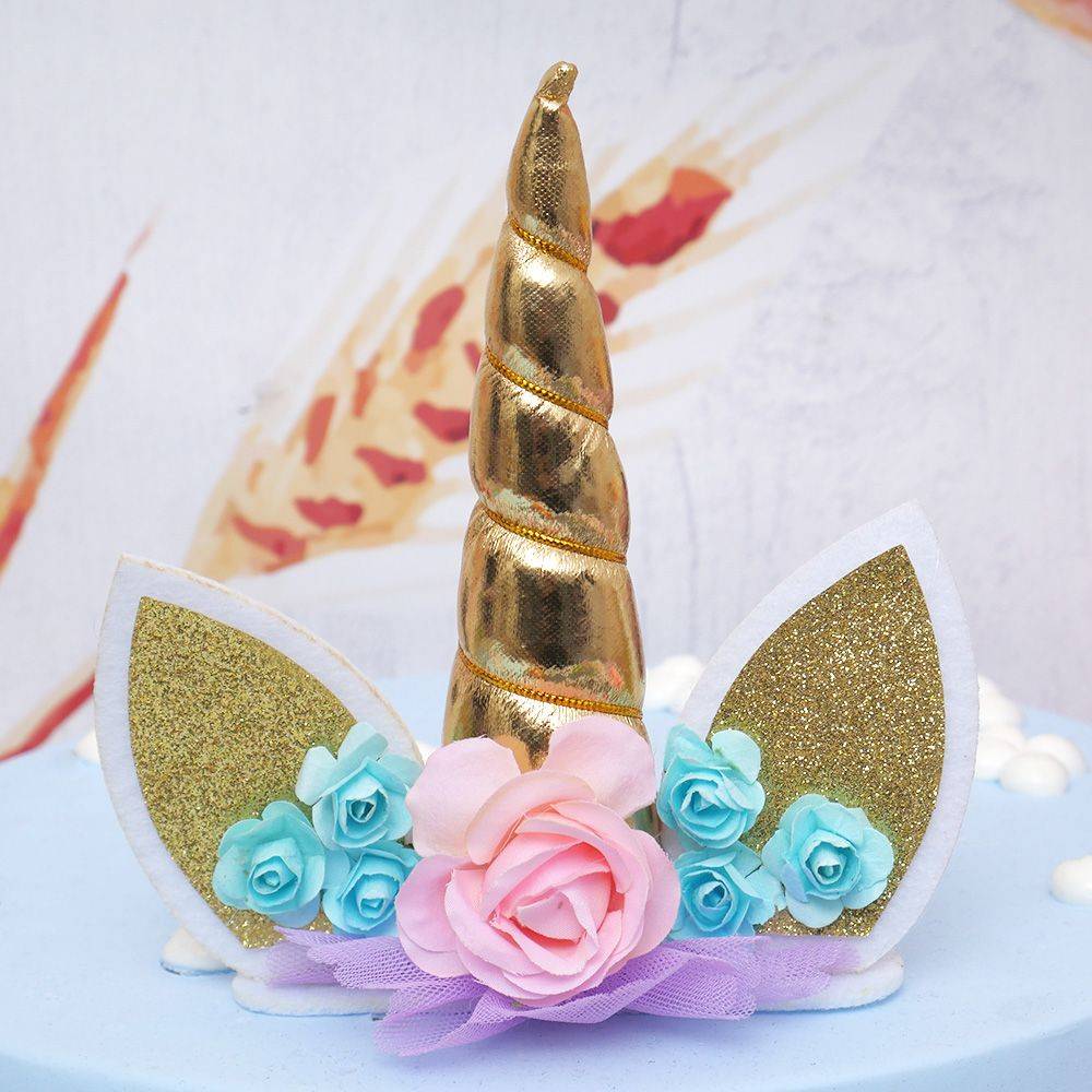 Unicorn Horns Cake Toppers cb5feb1b7314637725a2e7: Blue|Gold|Multi|Pink|Silver