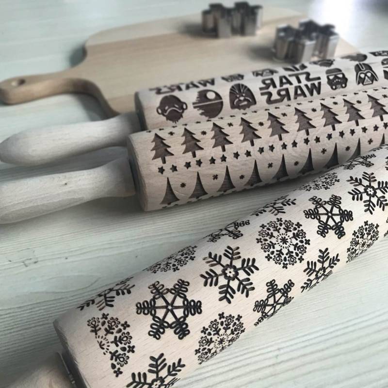 Christmas Embossed Rolling Pin a1fa27779242b4902f7ae3: Deer|Merry Christmas|Merry Christmas 2|New Snowflake|Star Wars - Limited|Tree