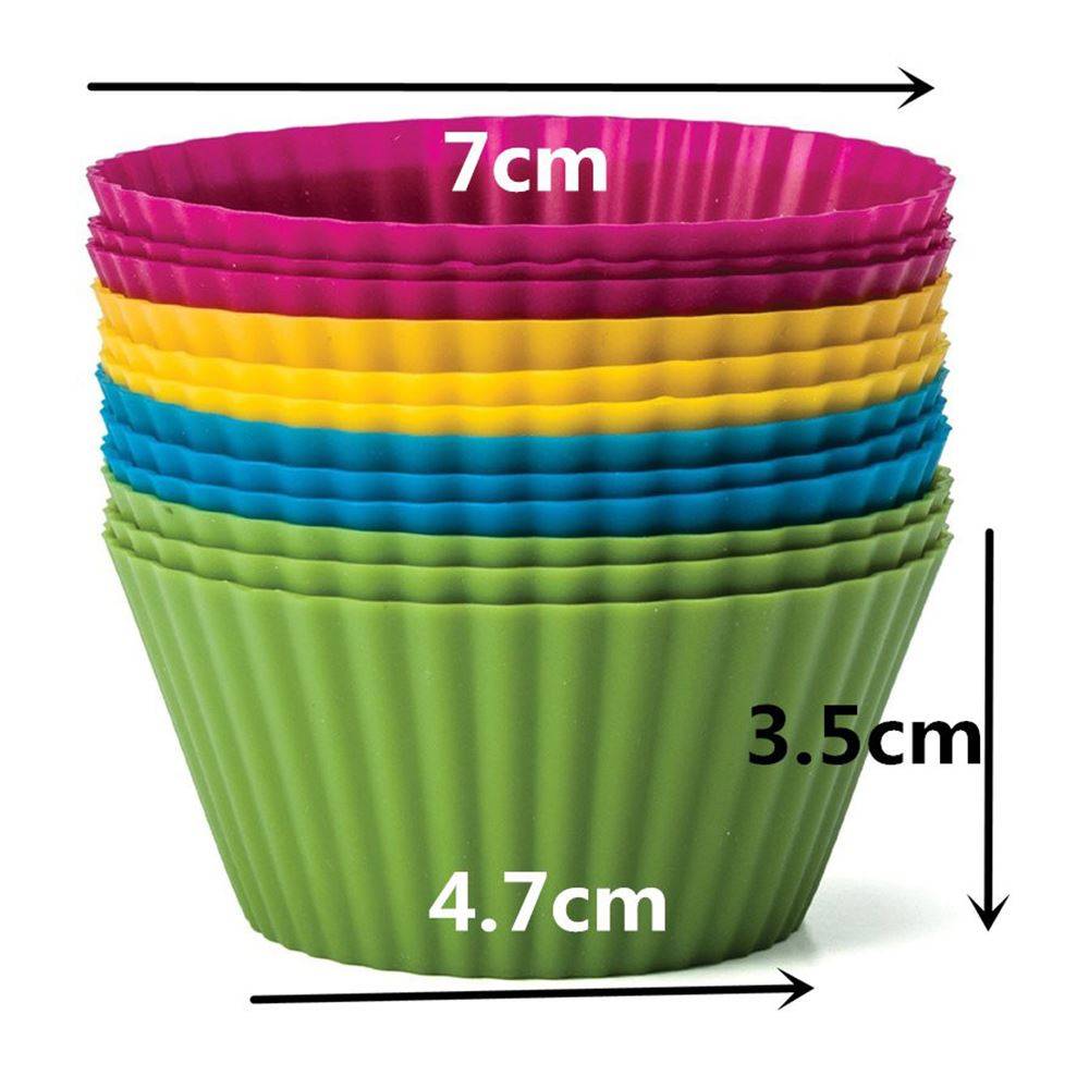 Colorful Round Shaped Silicone Cupcake Molds 12 pcs Set cb5feb1b7314637725a2e7: Mixed color